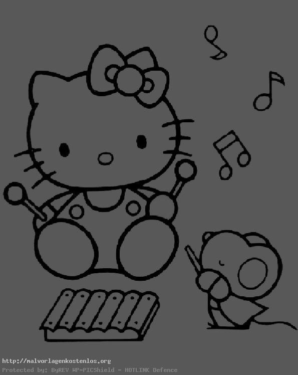 Hello Kitty mit einem Xylophon
