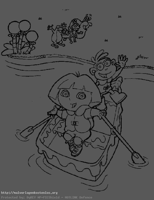 Dora und Boots in einem Boot auf dem See