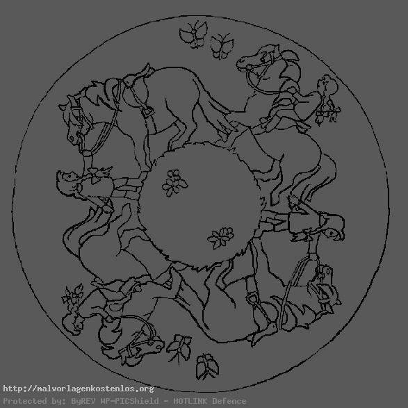Mandala mit Pferden und Mädchen